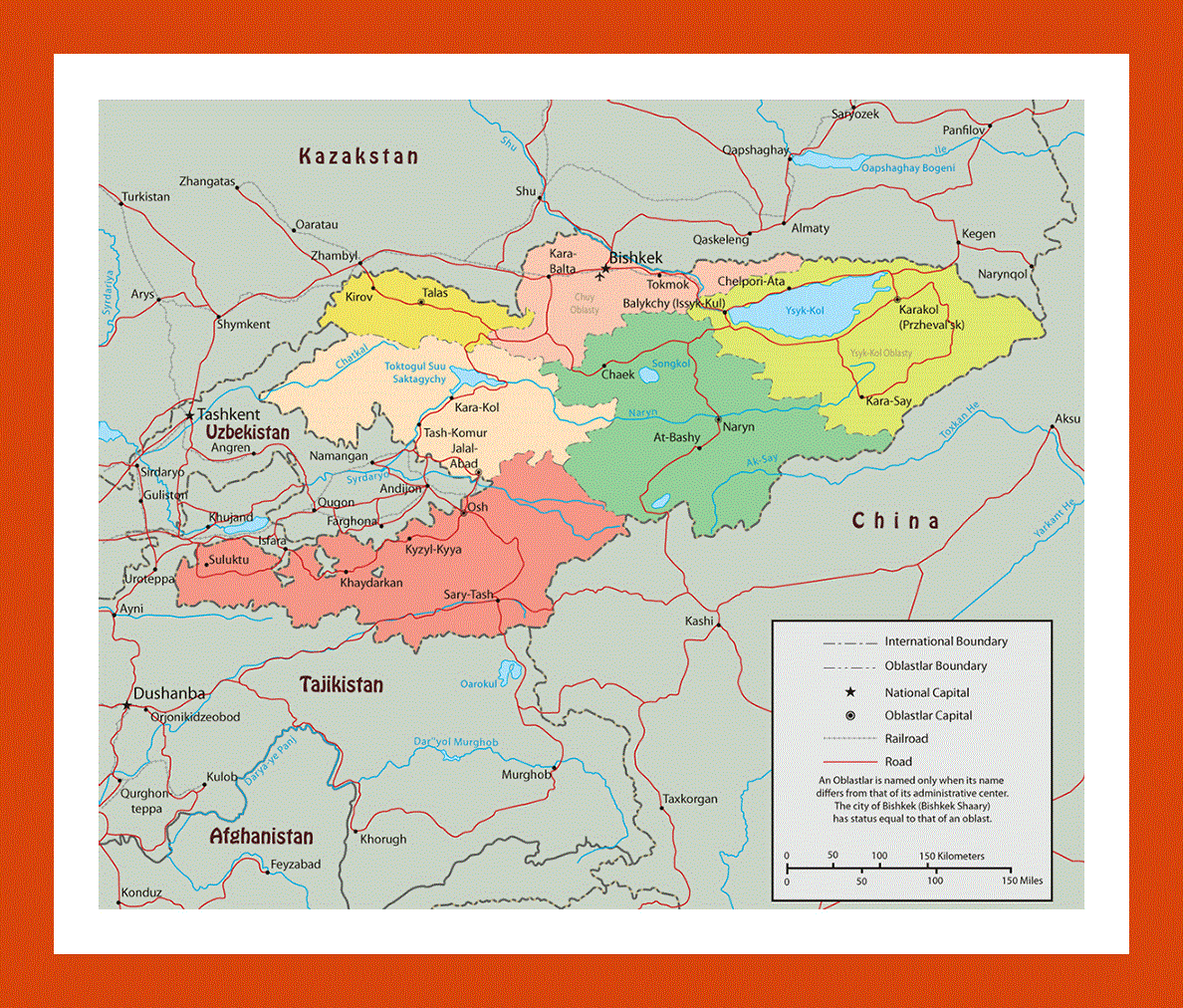 Political and administrative map of Kyrgyzstan