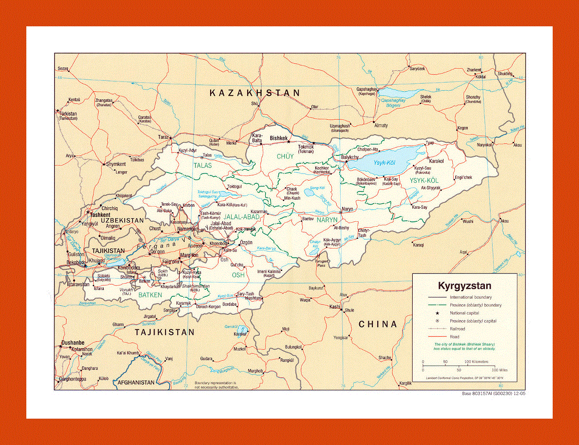 Political and administrative map of Kyrgyzstan - 2005