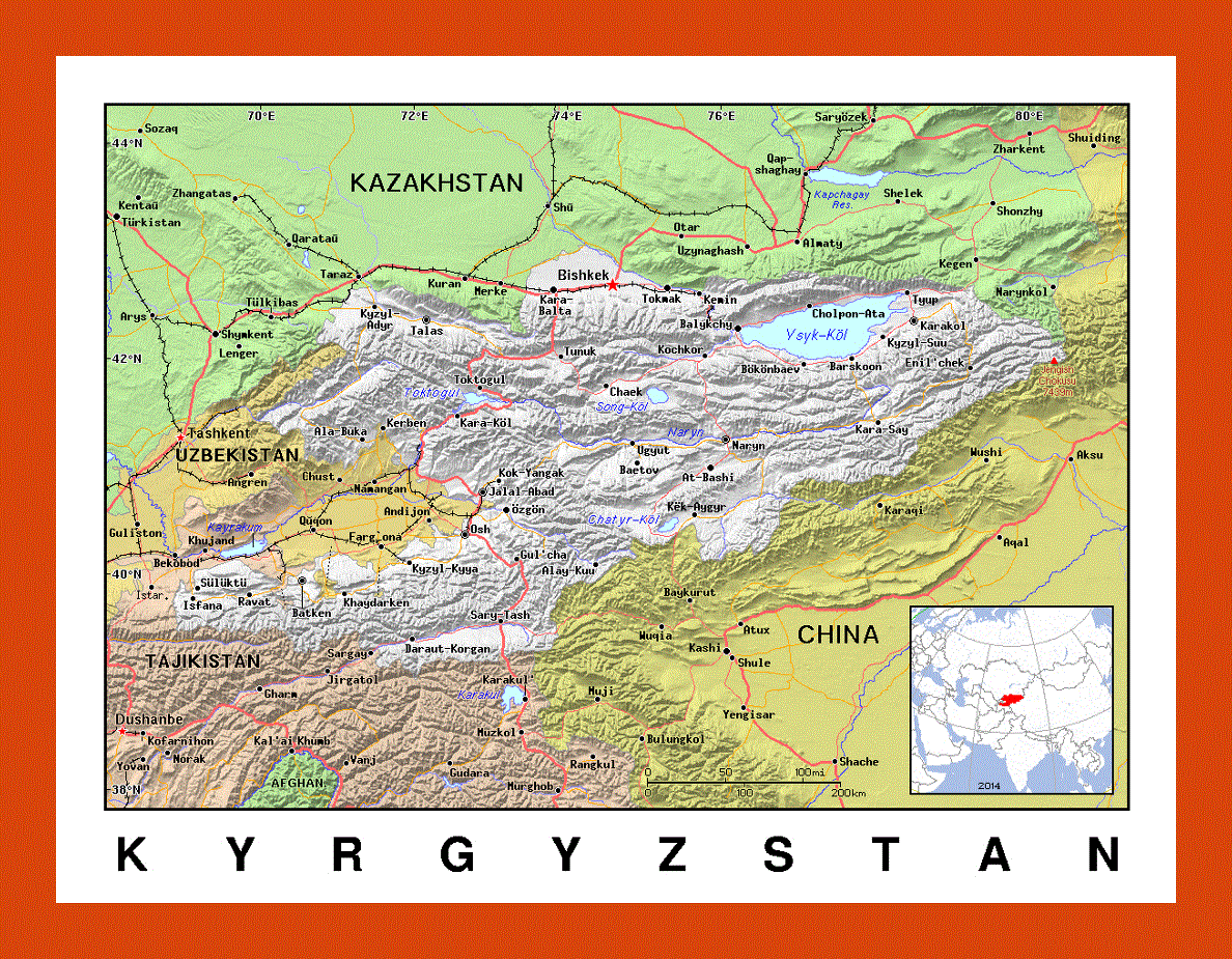 Political map of Kyrgyzstan