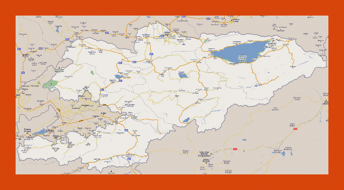 Road map of Kyrgyzstan