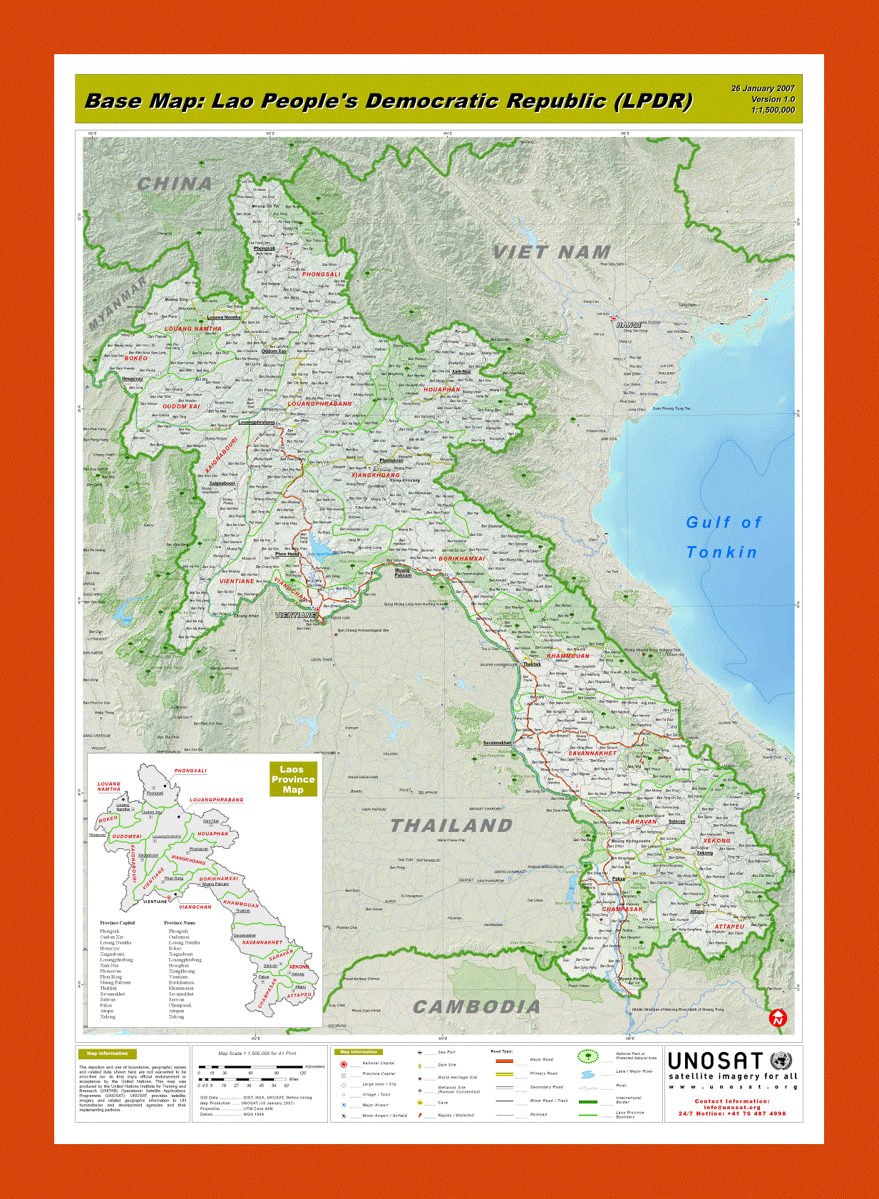 Base map of Laos