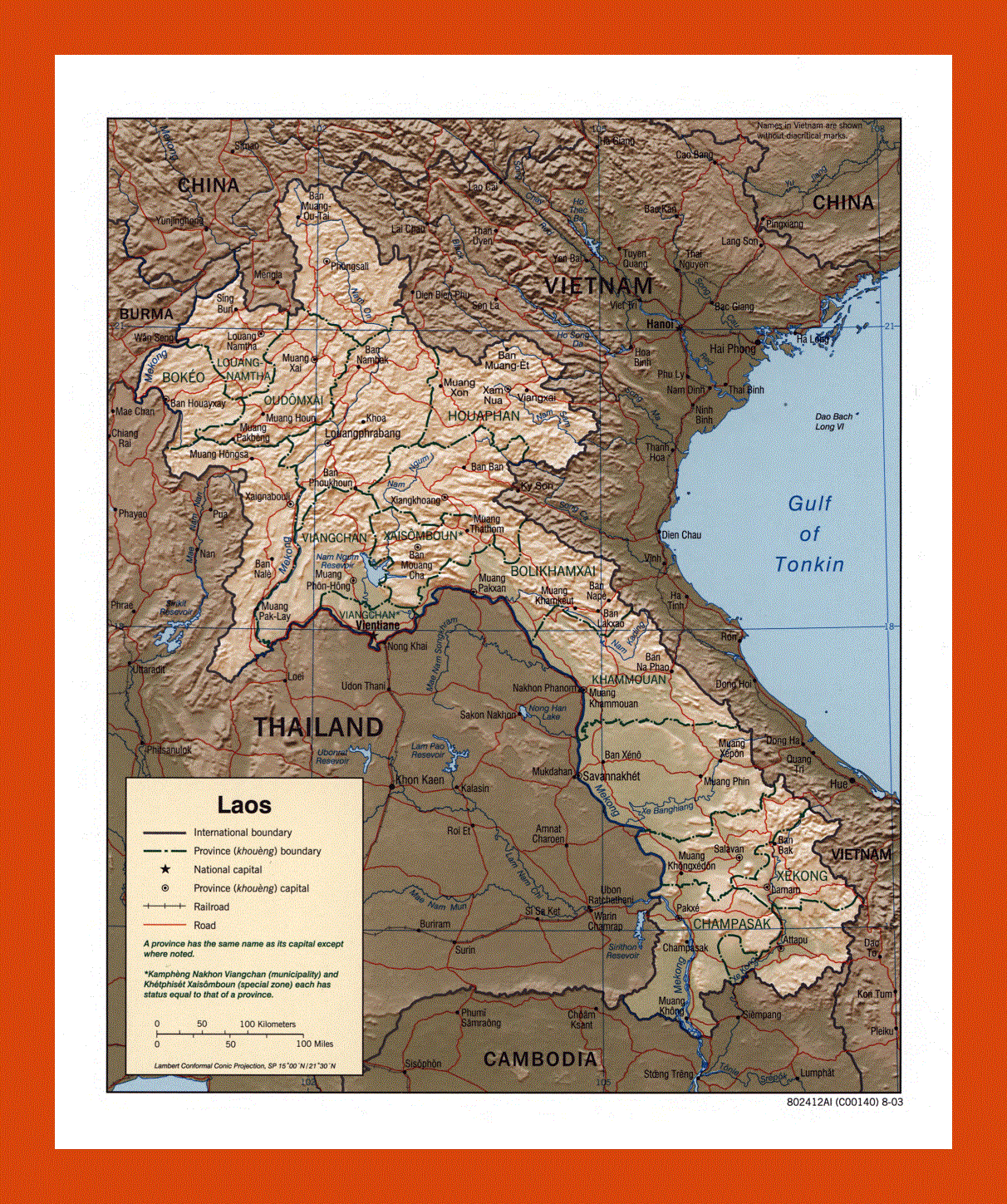 Political and administrative map of Laos - 2003