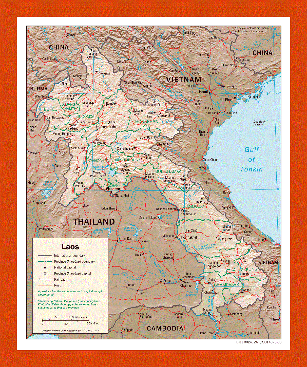 Political and administrative map of Laos - 2003