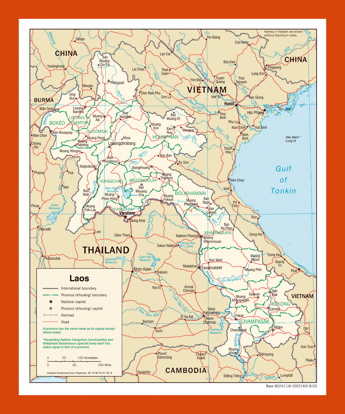 Political and administrative map of Laos - 2003