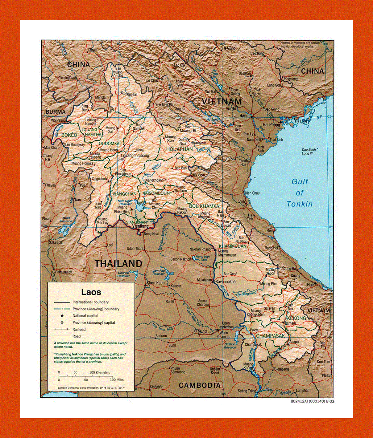 Political and administrative map of Laos - 2003