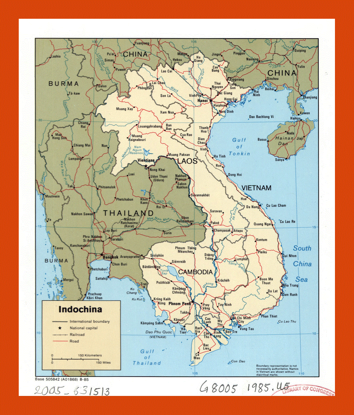 Political map of Indochina - 1985