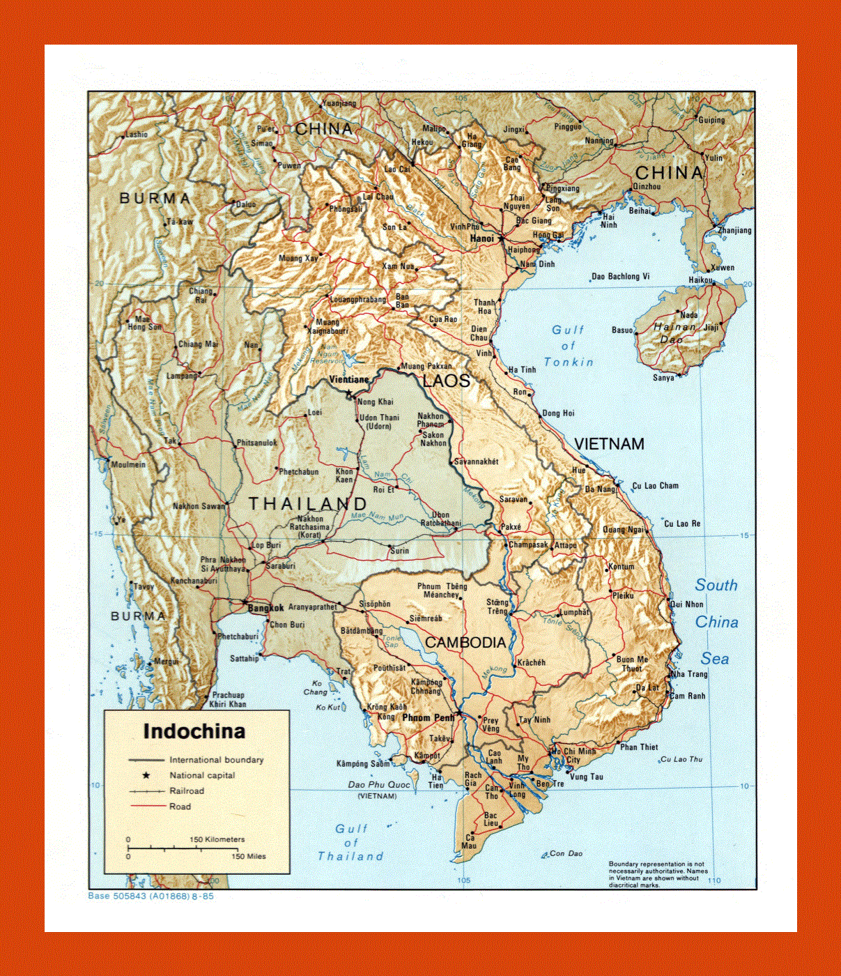 Political map of Indochina - 1985