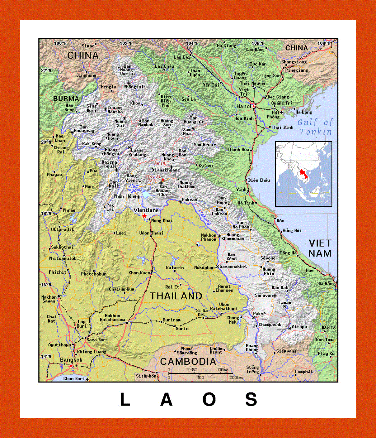 Political map of Laos
