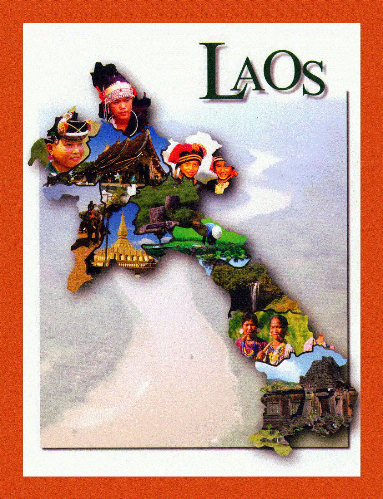 Post card map of Laos