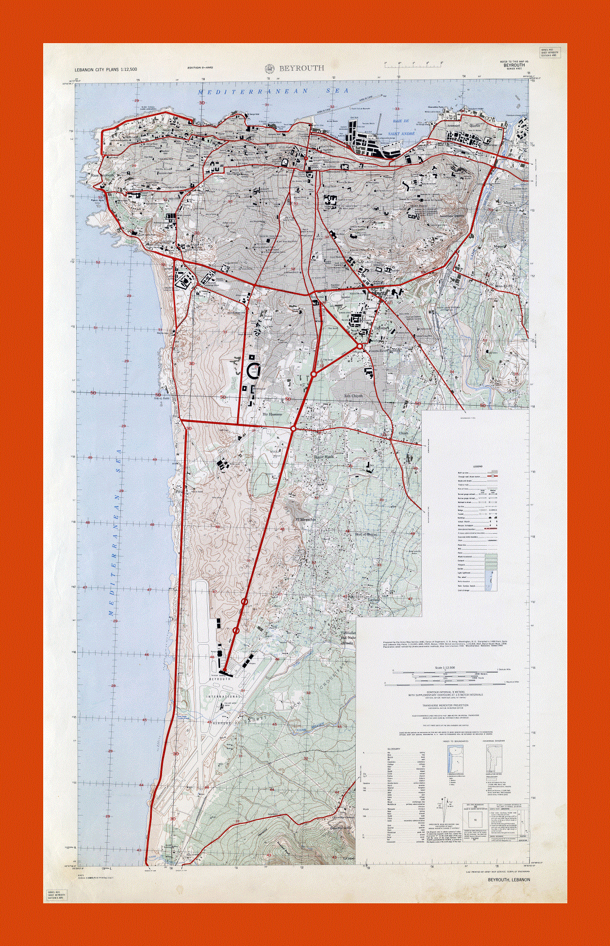 Map of Beirut city - 1961