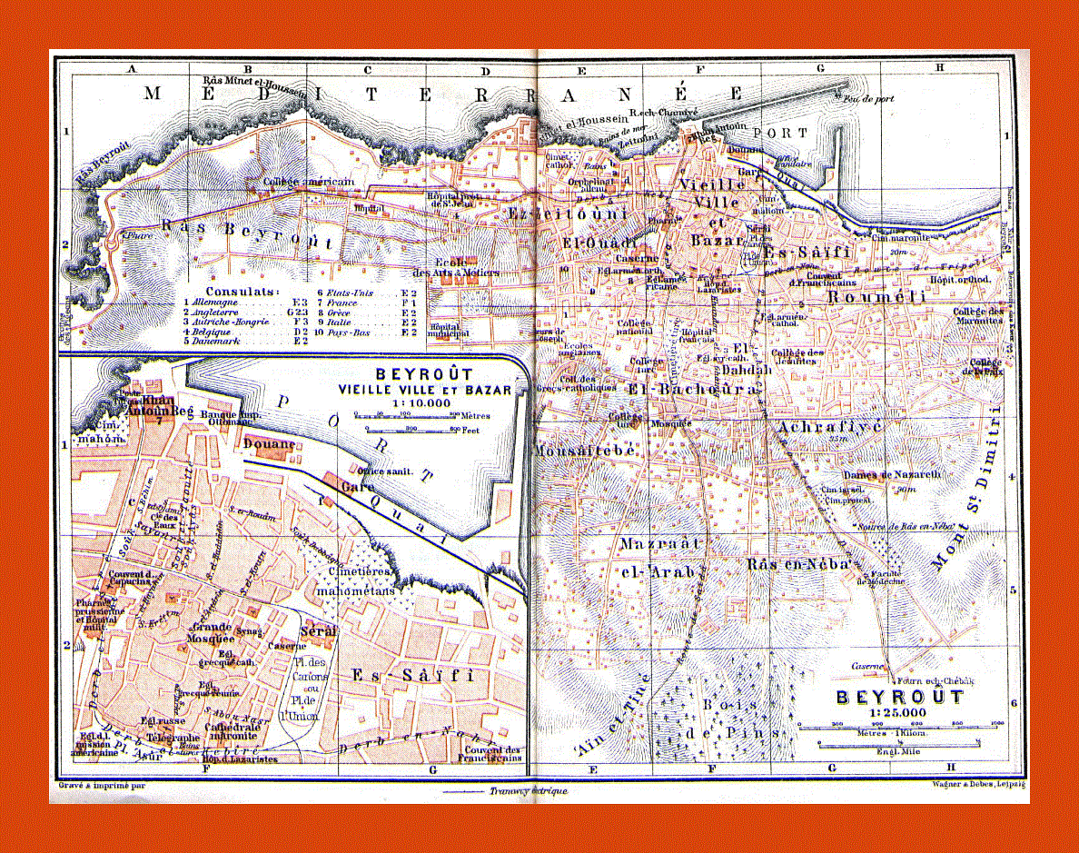 Old map of Beirut city - 1912