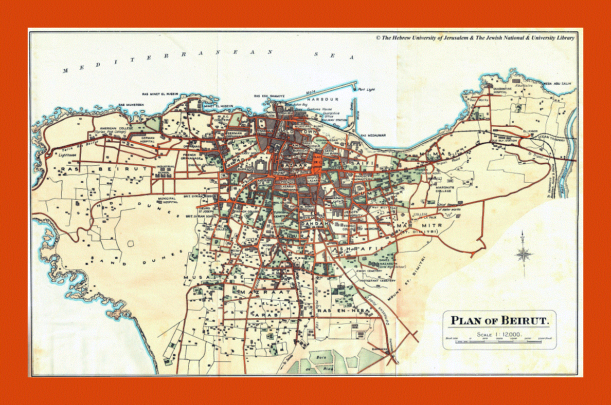 Old map of Beirut city - 1923