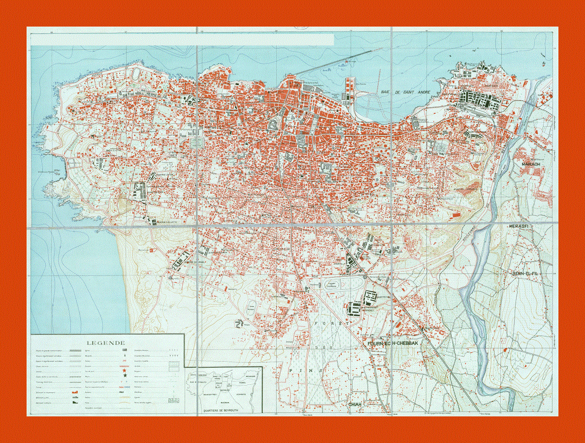 Old map of Beirut city - 1936