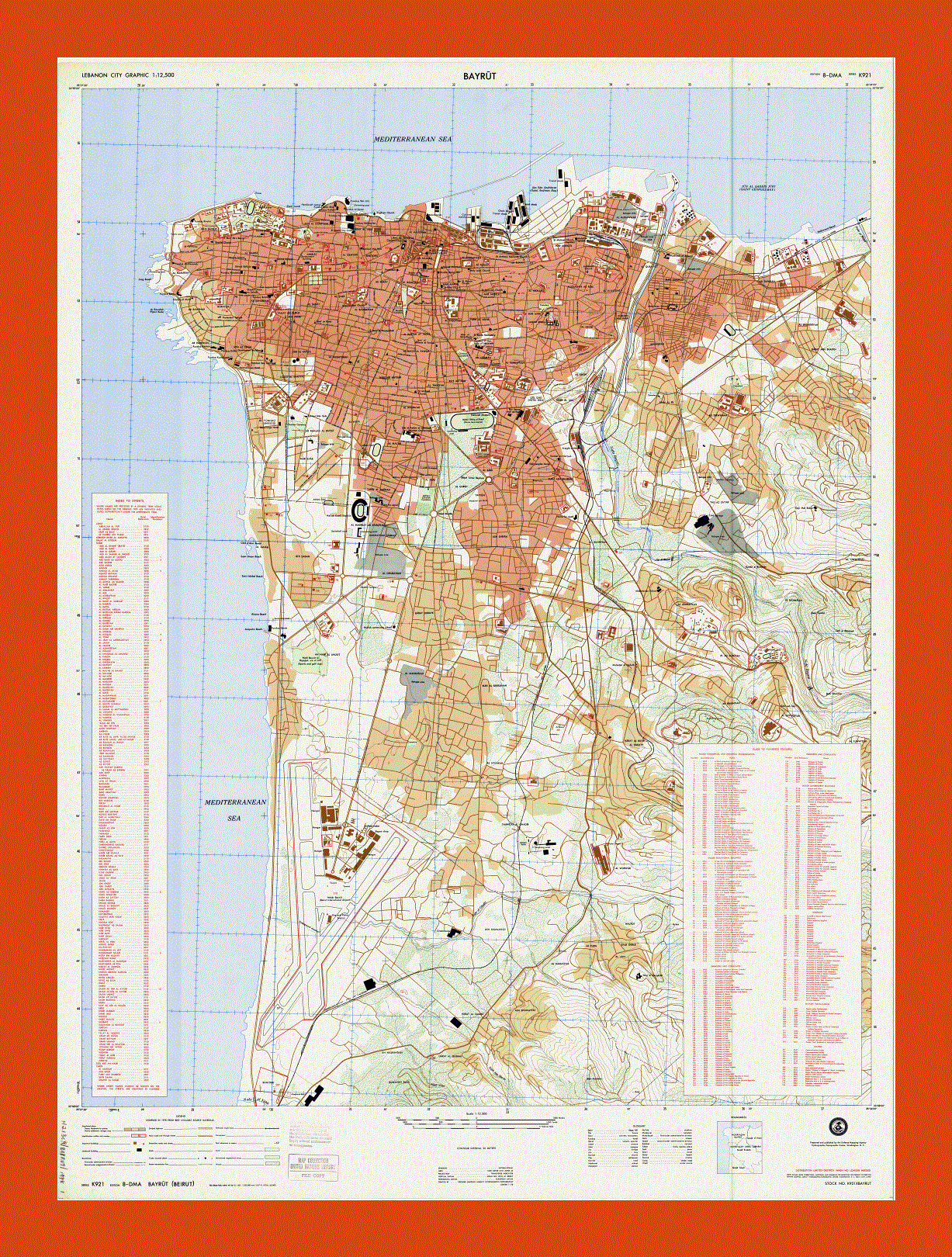 Road map of Beirut city - 1978