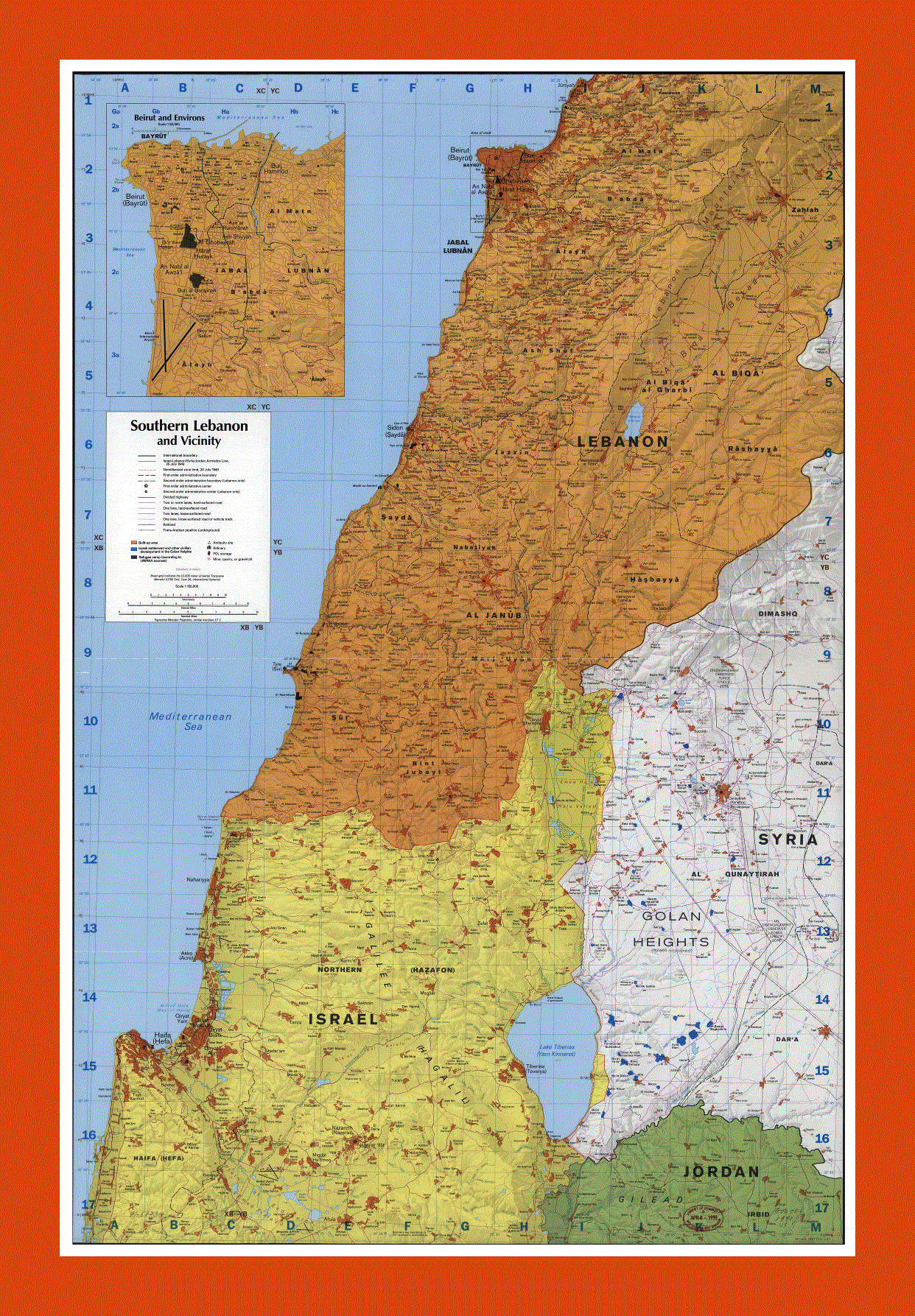 Map of Southern Lebanon and Vicinity - 1990