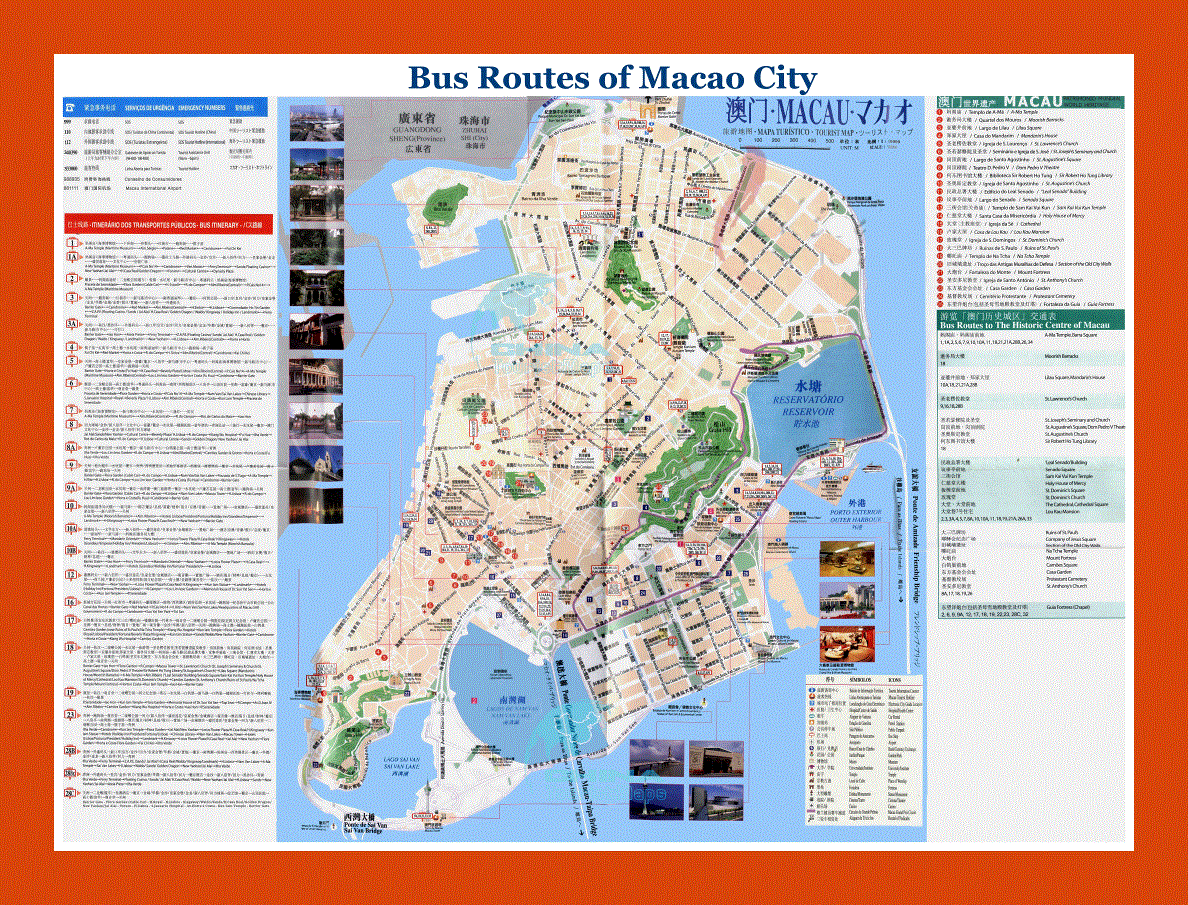 Bus routes map of Macao city