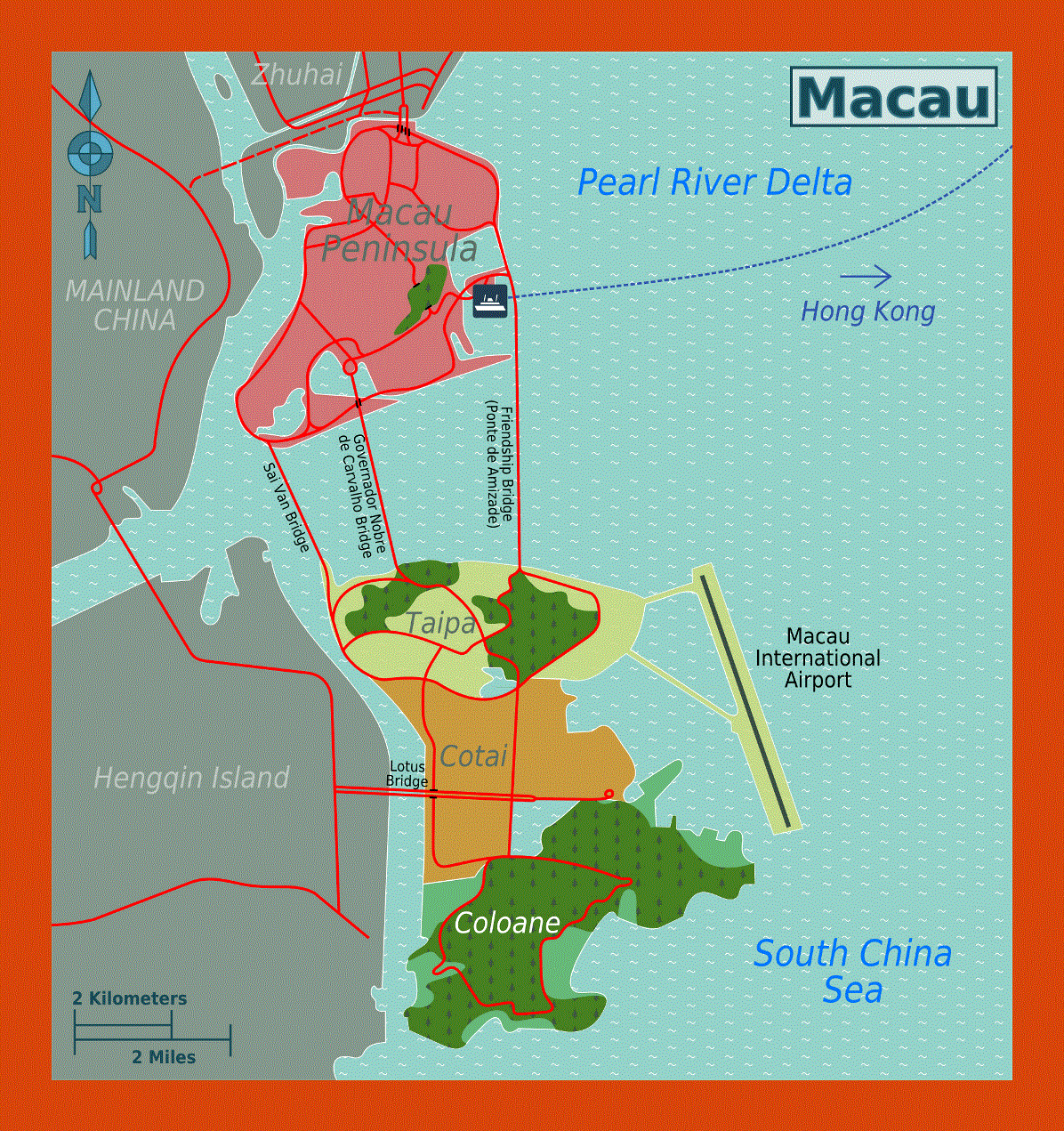 Districts Map of Macau