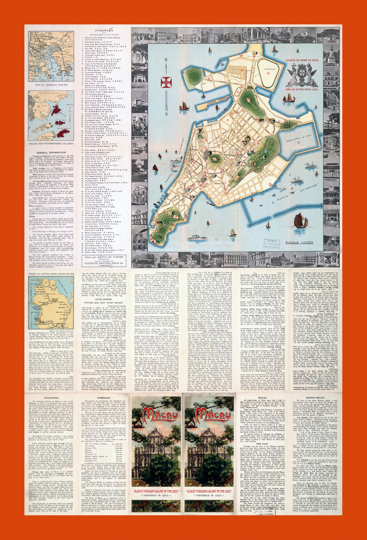 Old tourist map of Macau - 1936