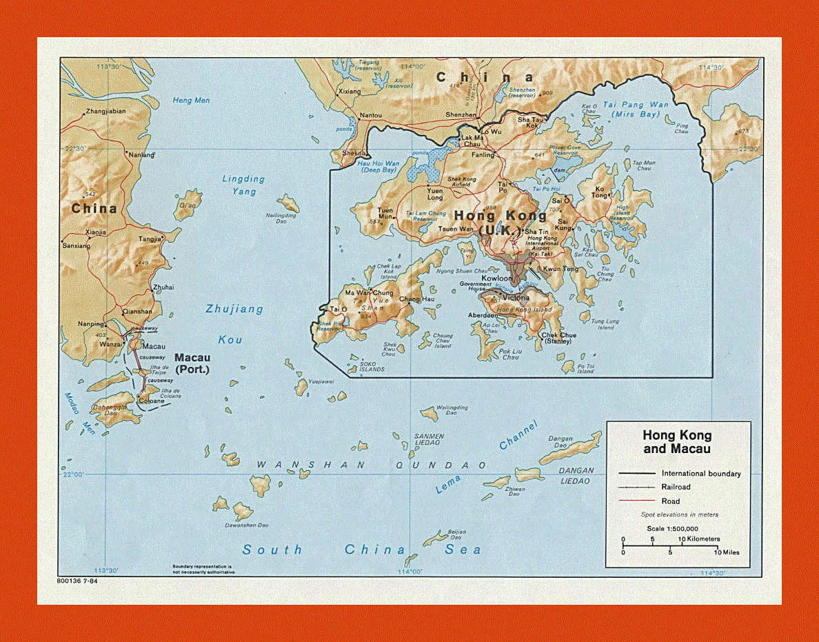 Political map of Hong Kong and Macau- 1984
