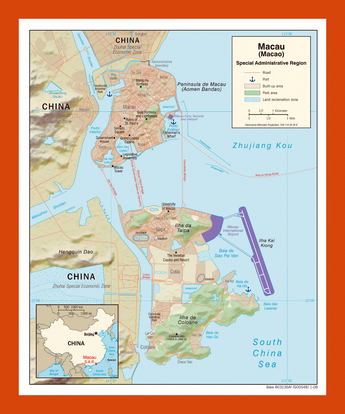 Political map of Macau - 2008