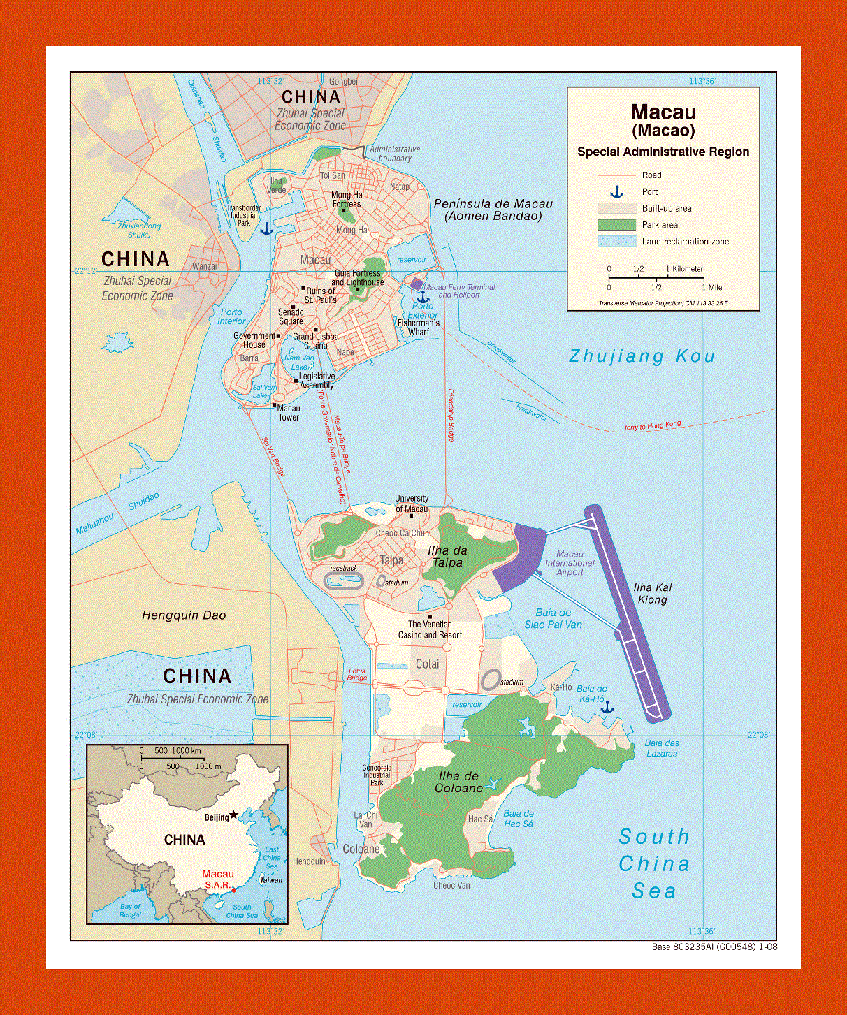 Political map of Macau - 2008