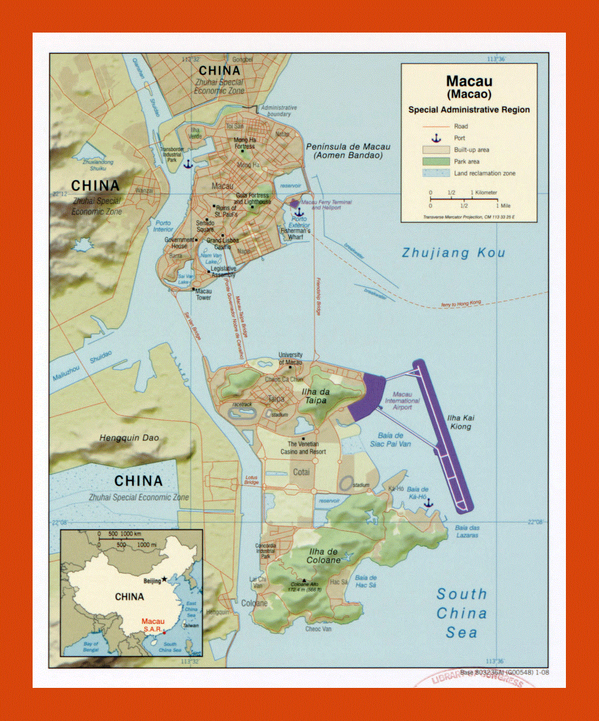 Political map of Macau - 2008