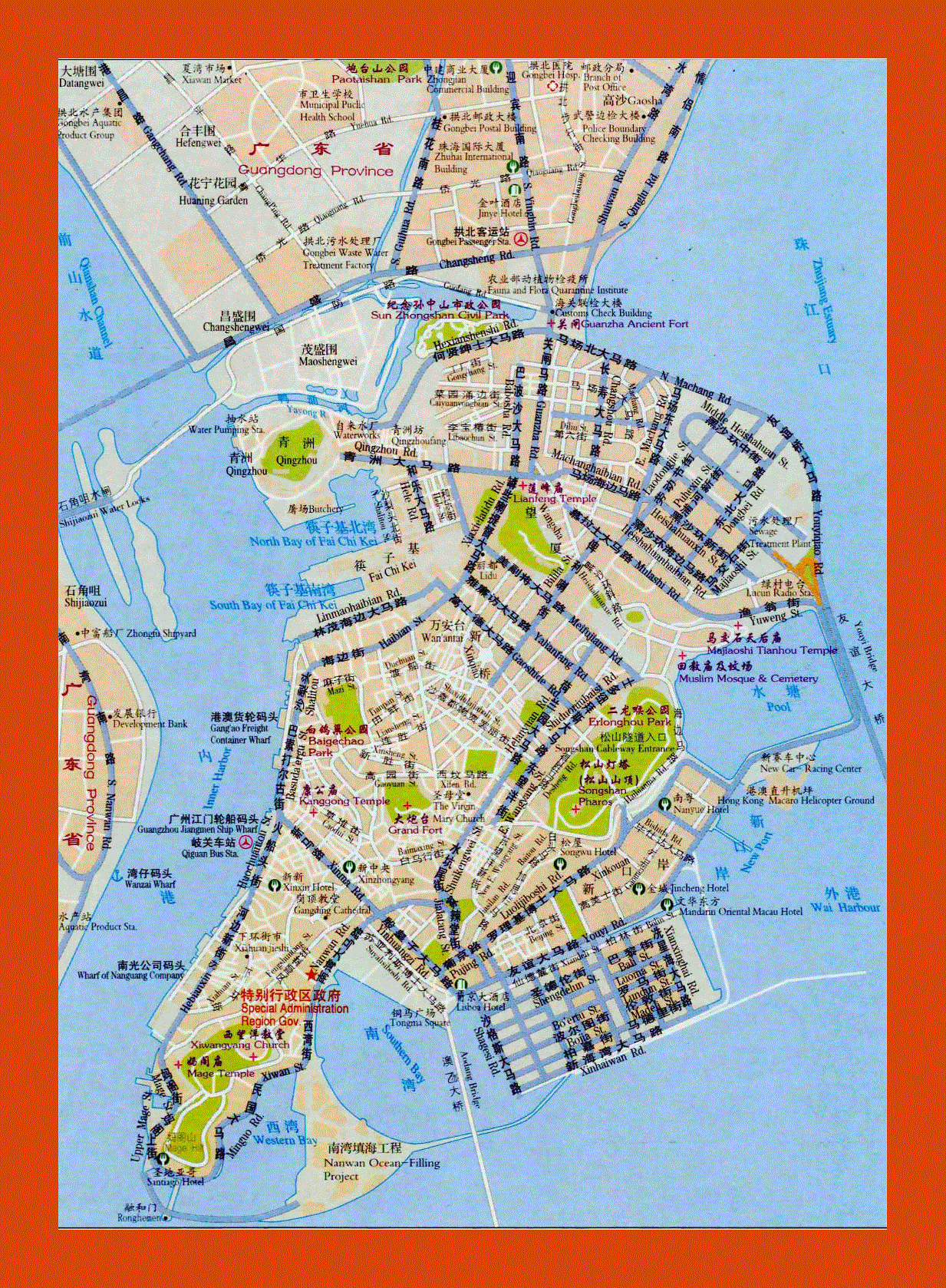 Road map of Macau in chinese