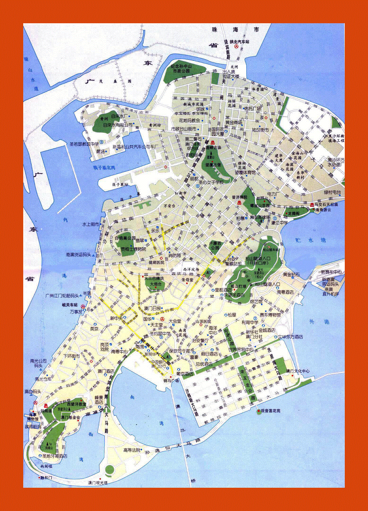 Road map of Macau in chinese