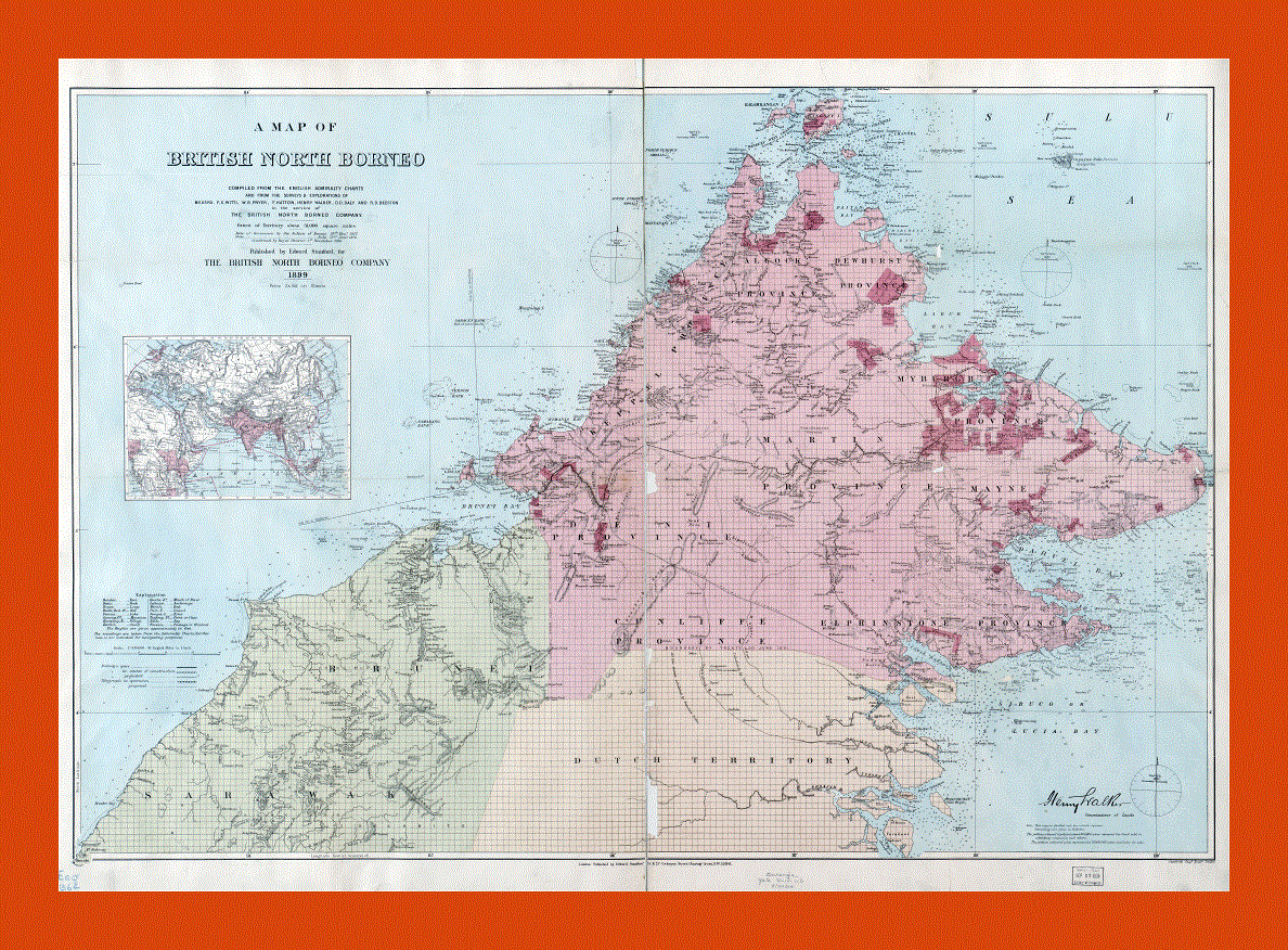 Old map of British North Borneo - 1899