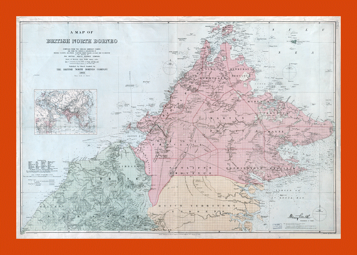 Old map of British North Borneo - 1903