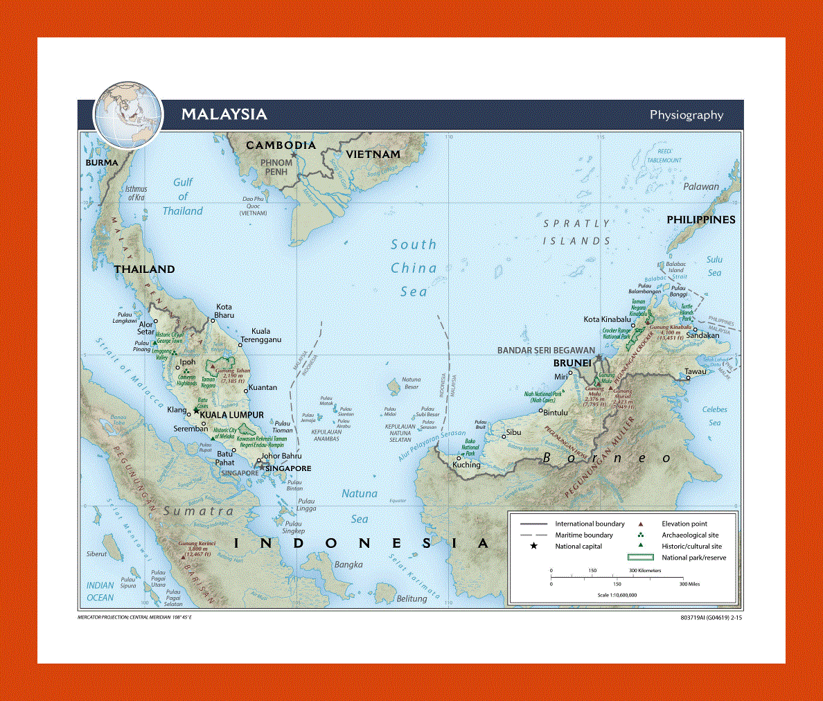 Physiography map of Malaysia - 2015