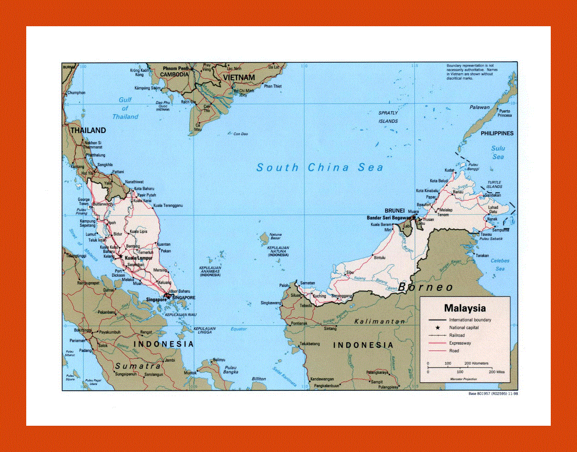 Political map of Malaysia - 1998