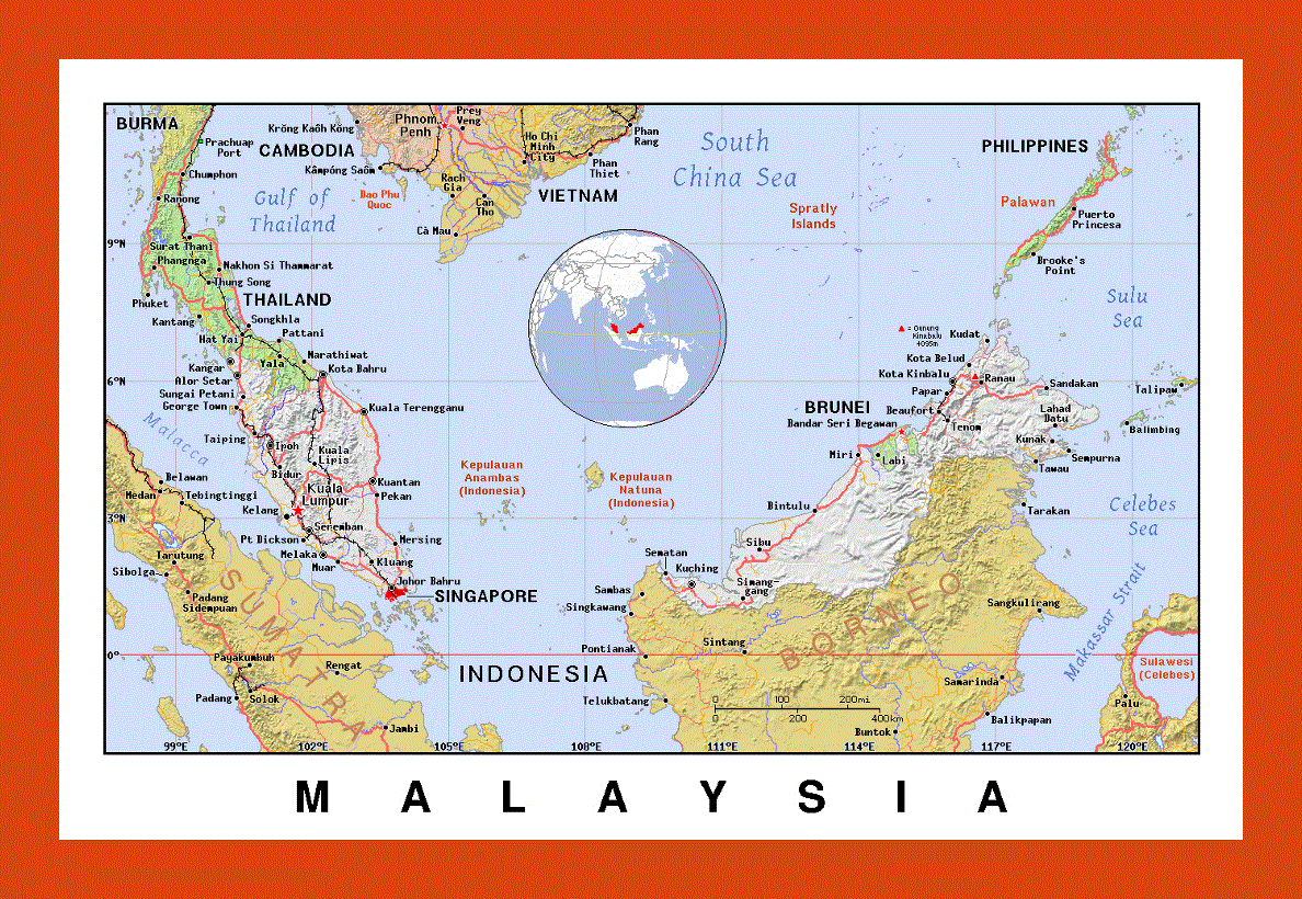 Political map of Malaysia