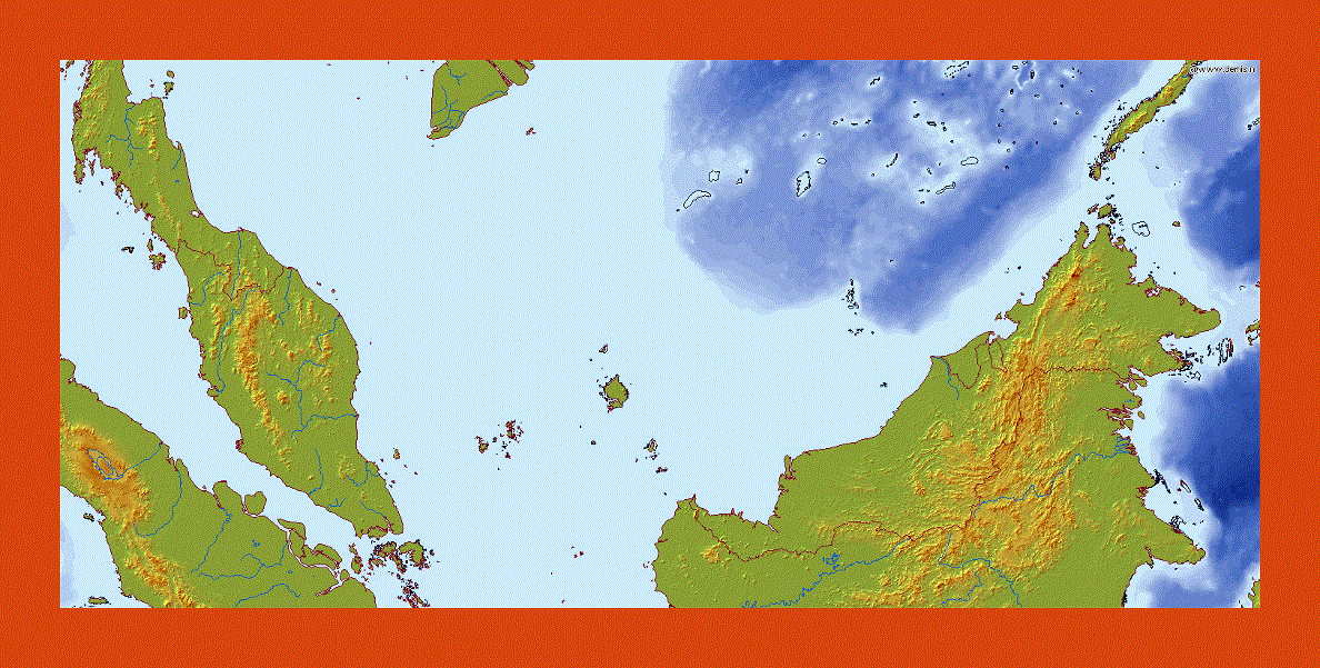 Relief map of Malaysia