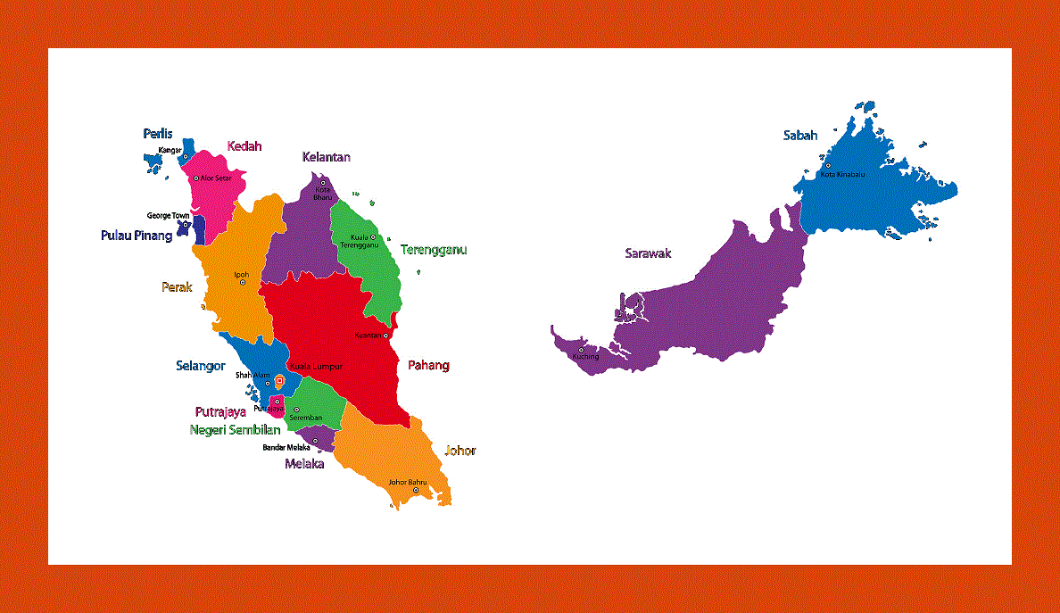 States map of Malaysia