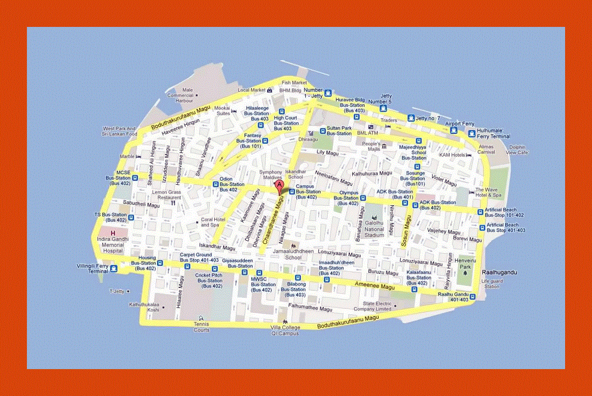 Road map of Male city