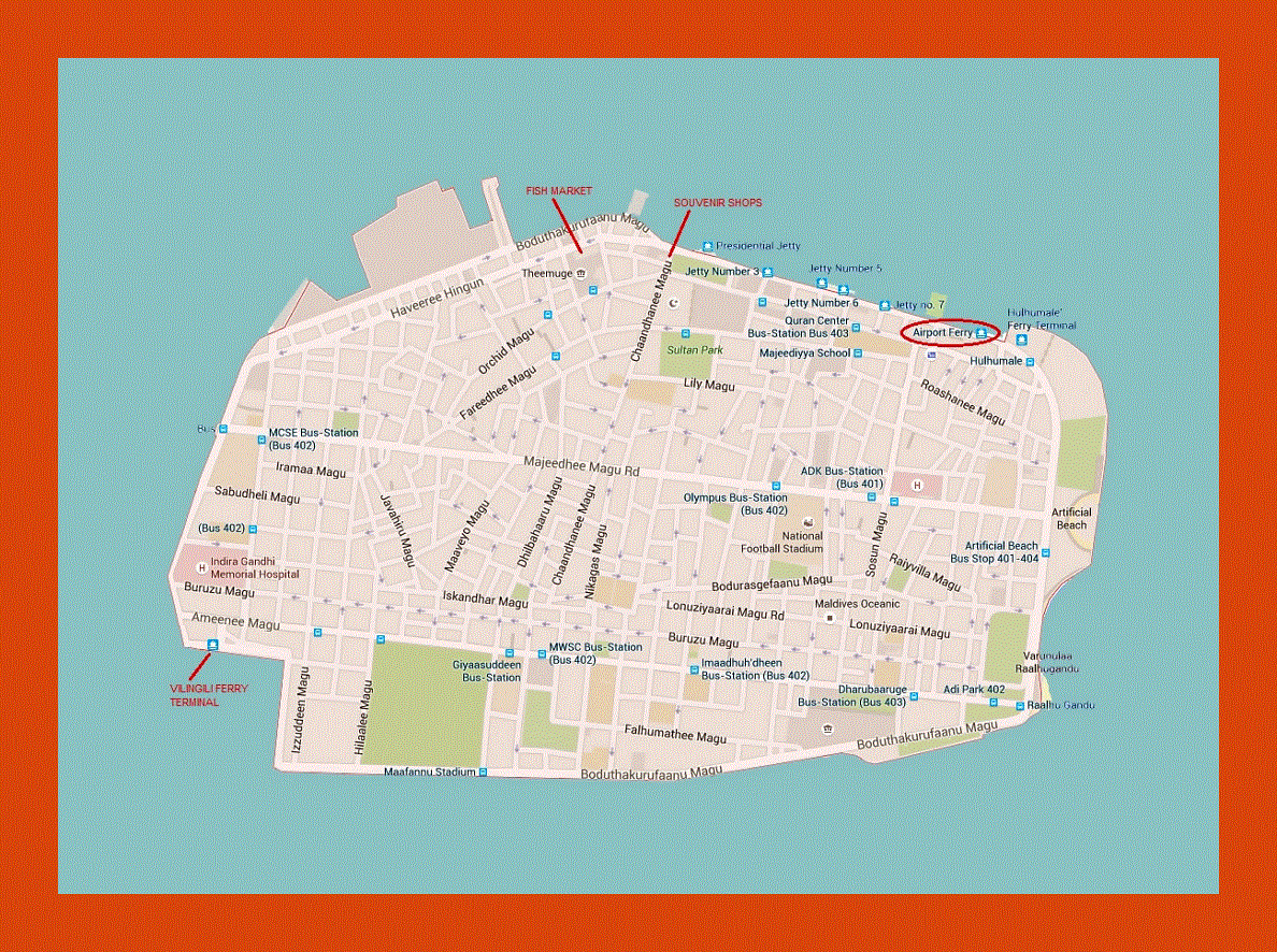 Road map of Male city