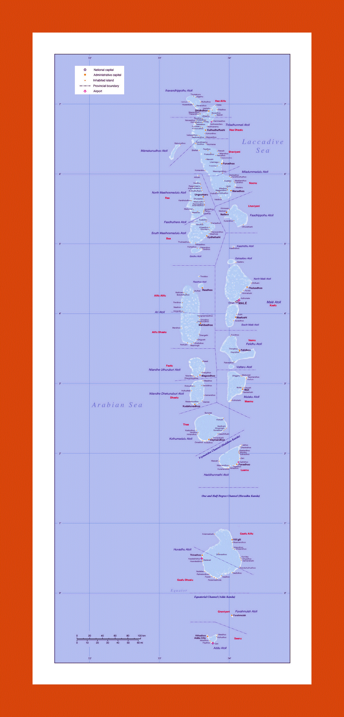 Political and administrative map of Maldives