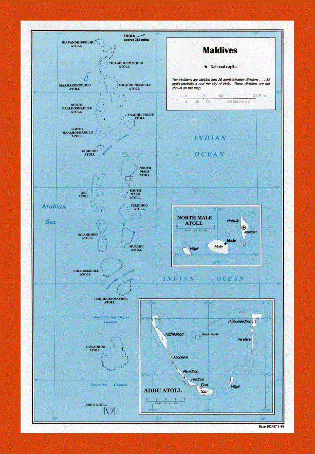 Political map of Maldives - 1999