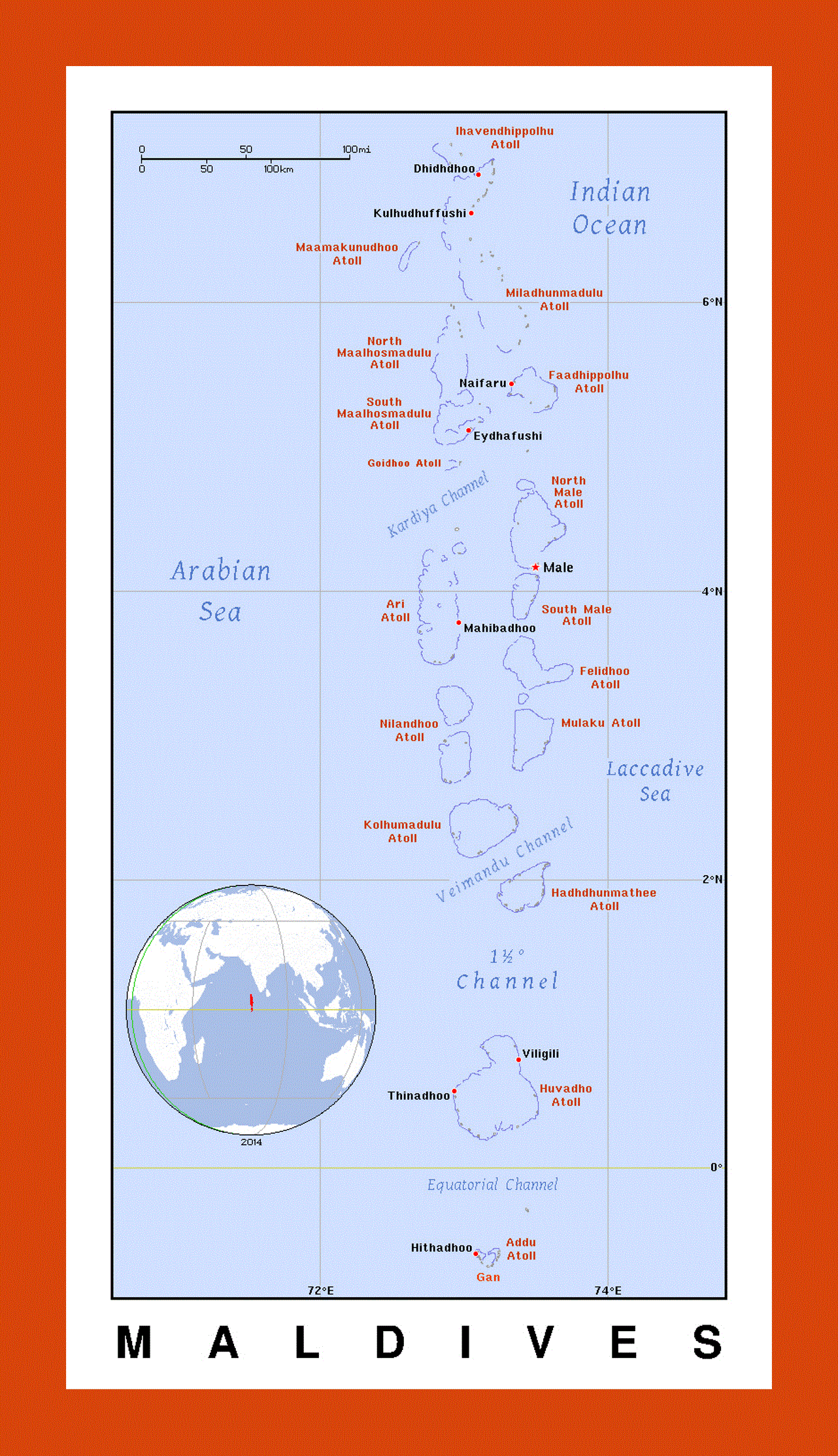 Political map of Maldives