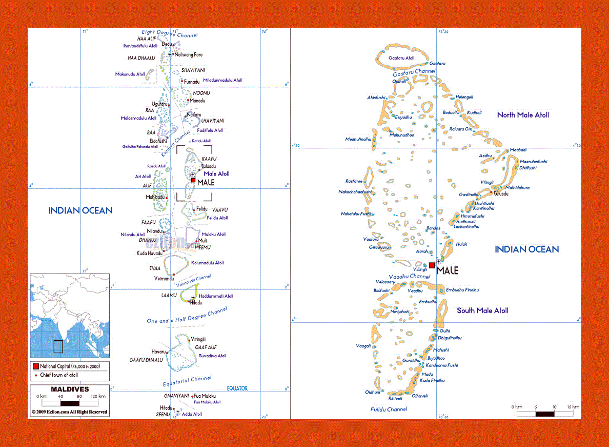 Political map of Maldives