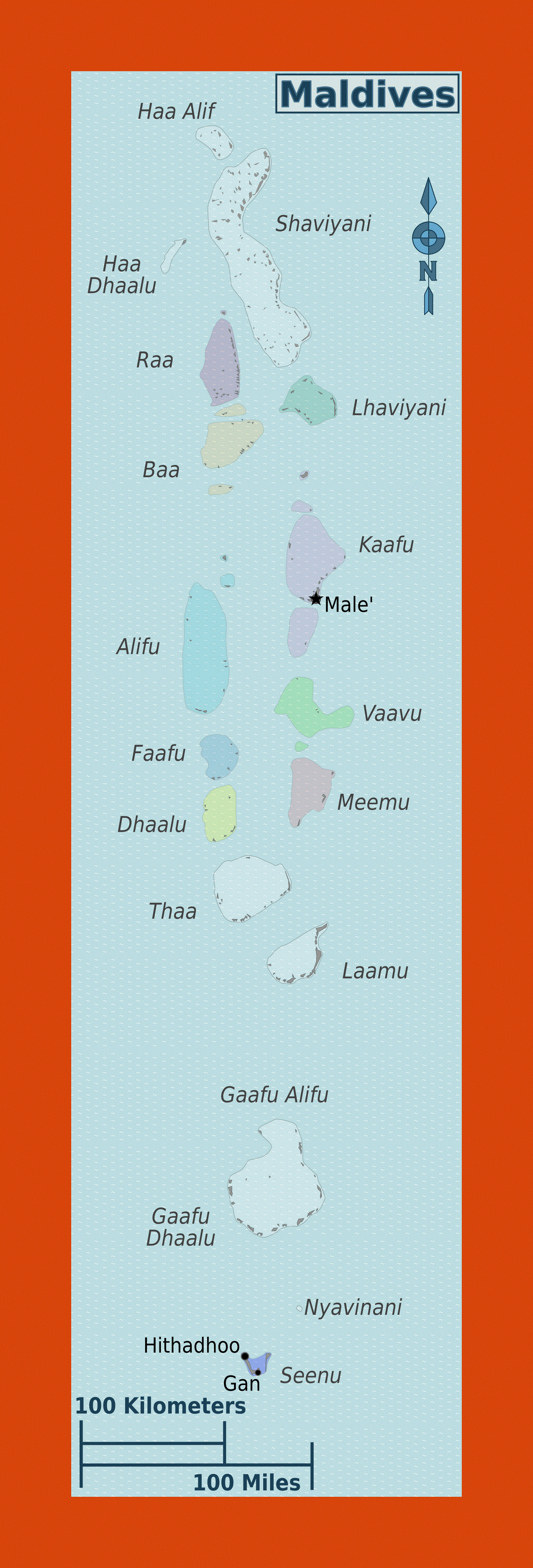 Regions map of Maldives