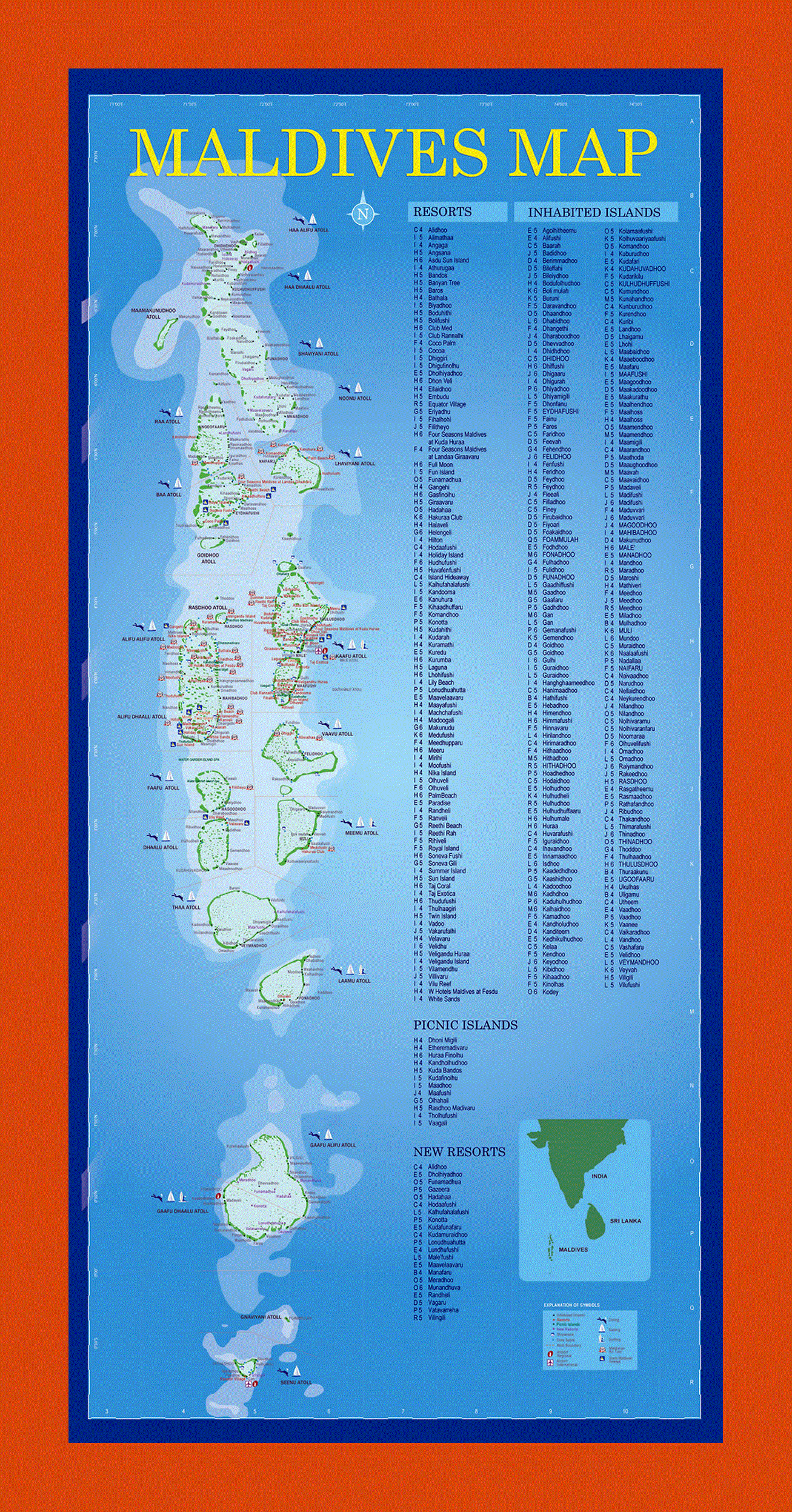 Resorts map of Maldives