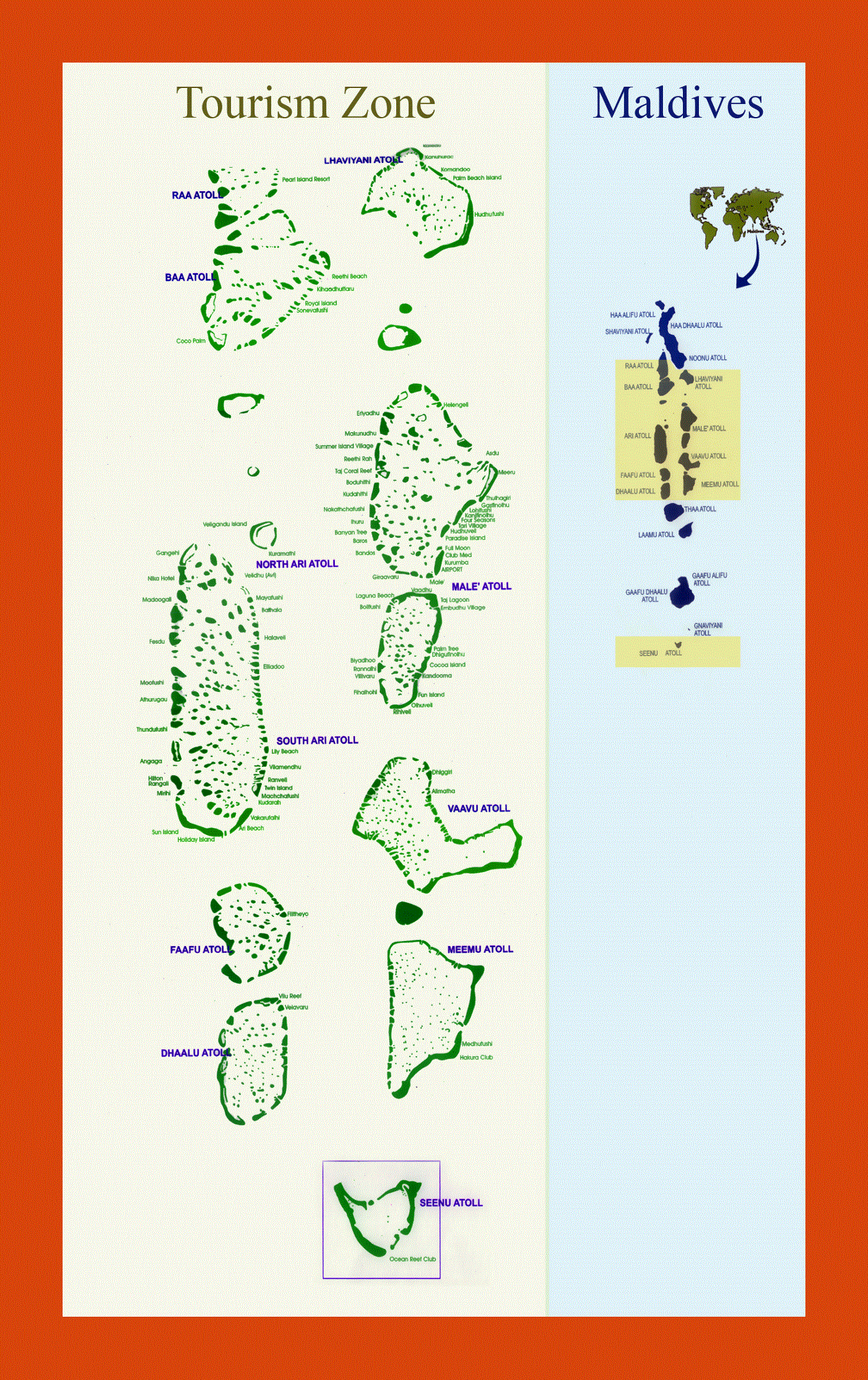 Tourism zone map of Maldives