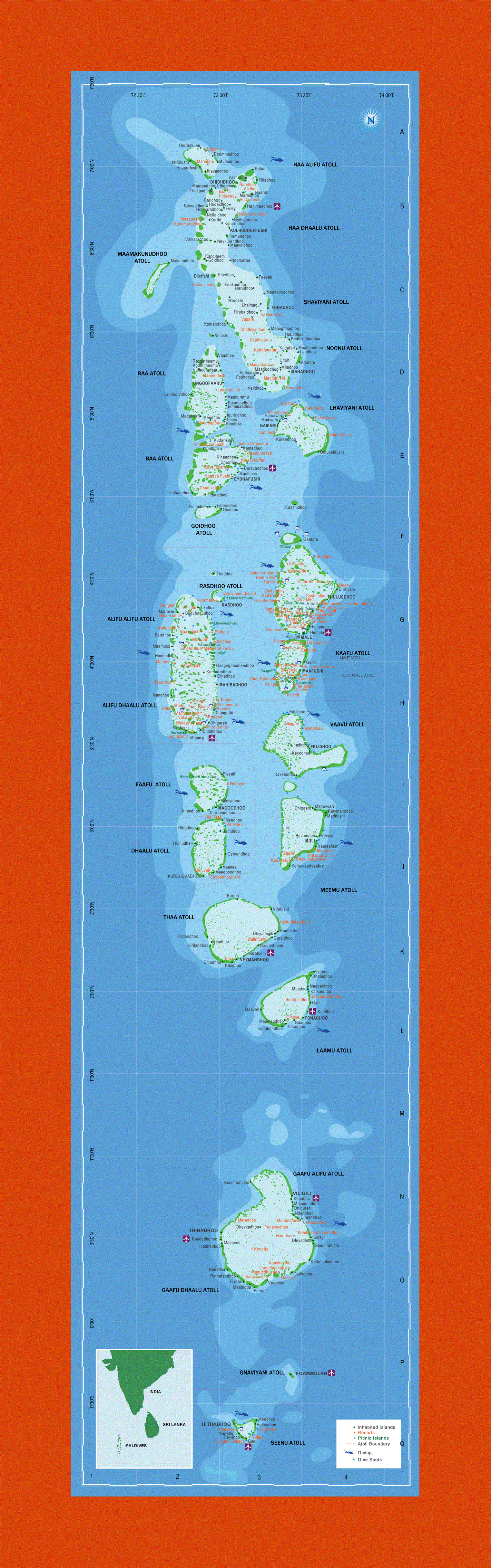 Tourist map of Maldives