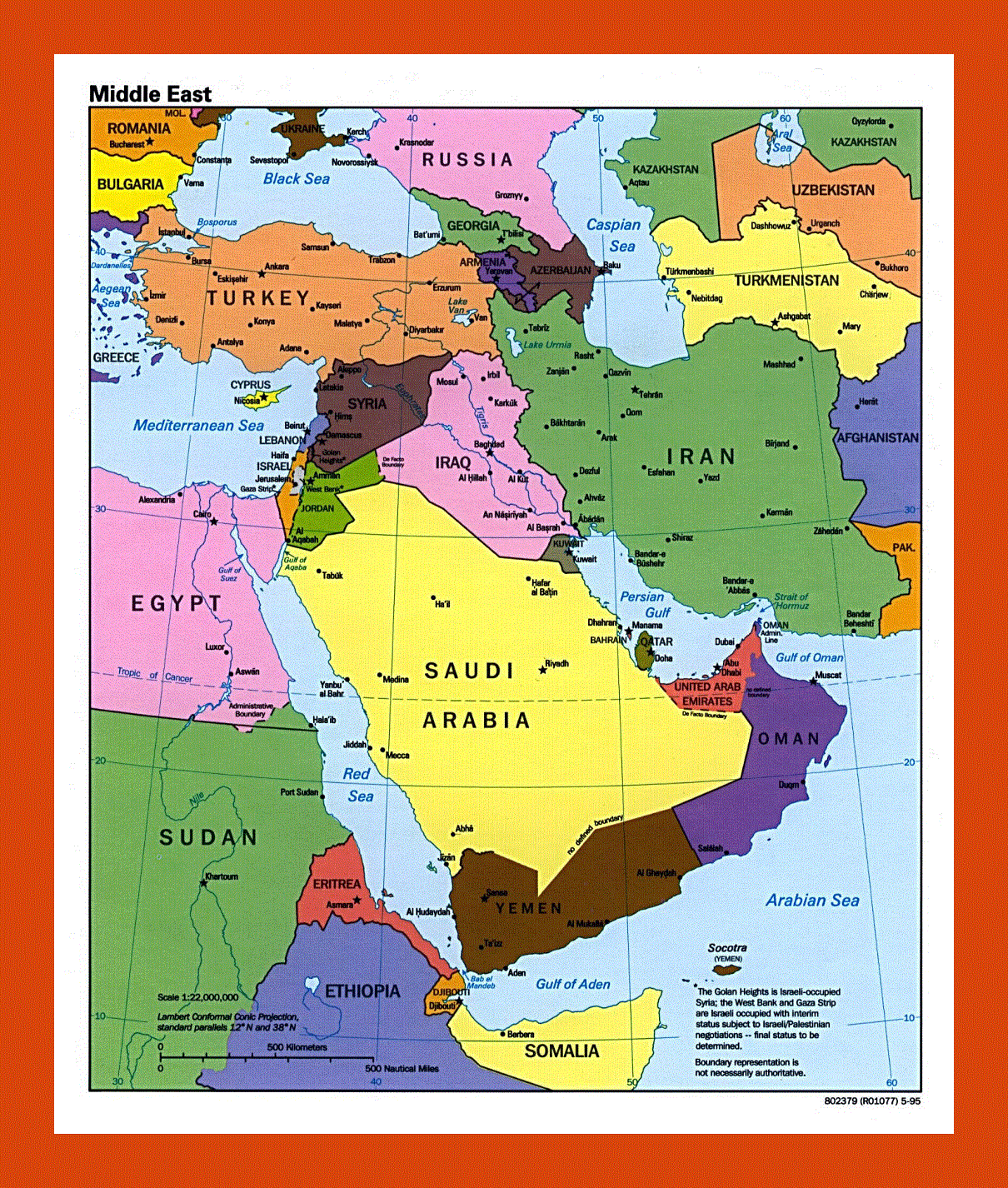 Political map of the Middle East - 1995