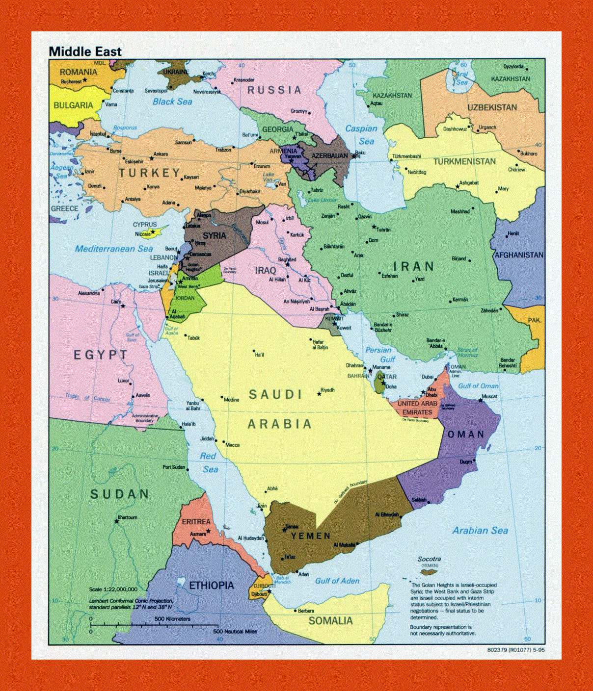 Political map of the Middle East - 1995