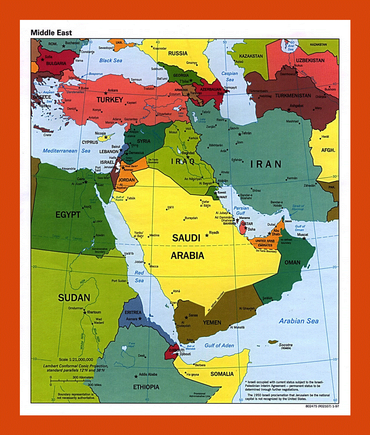 Political map of the Middle East - 1997