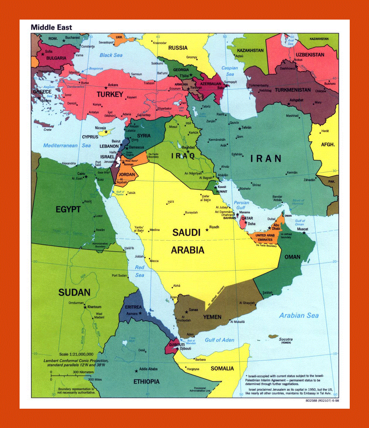 Political map of the Middle East - 1998