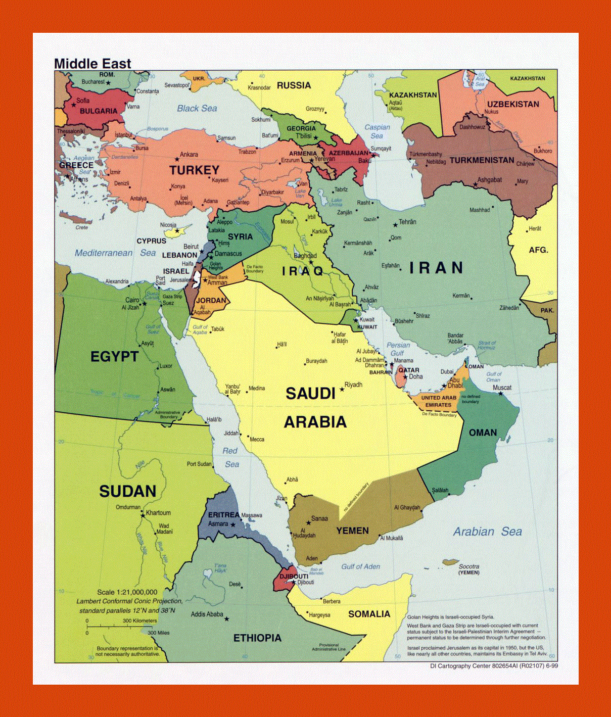 Political map of the Middle East - 1999